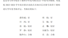 骨干教师考核结果公示